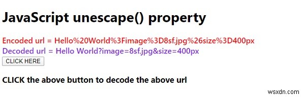 JavaScript unescape（）と例 