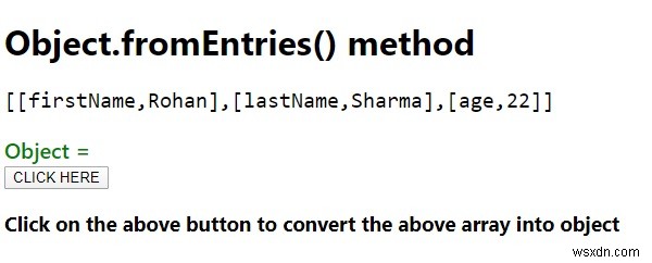 JavaScriptのObject.fromEntries（）メソッド。 