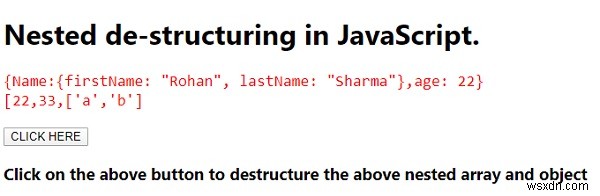 JavaScriptでネストされたデストラクチャリング。 