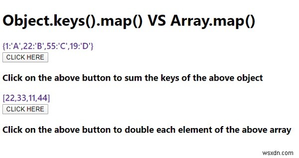 JavaScriptのObject.keys（）。map（）VS Array.map（） 