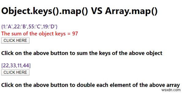 JavaScriptのObject.keys（）。map（）VS Array.map（） 