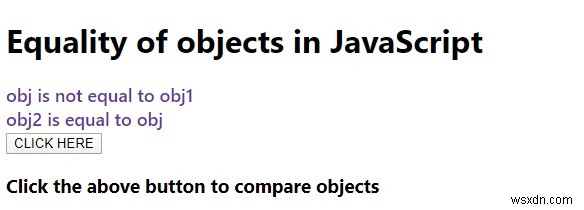 JavaScriptのオブジェクトの同等性を説明します。 
