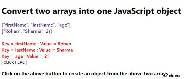2つの配列を1つのJavaScriptオブジェクトに変換できますか？ 