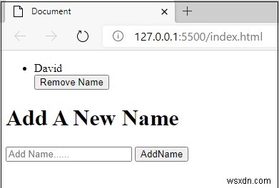 JavaScriptでボタンクリック時に名前を追加および削除するにはどうすればよいですか？ 