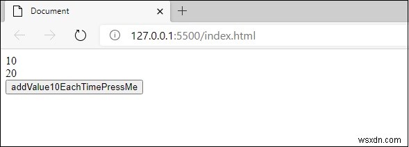 JavaScriptでボタンをクリックしたら、10の値の増分を作成するにはどうすればよいですか？ 