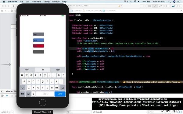 iPhone / iOSキーボードの[次へ]ボタンですべてのテキストフィールドを確認するにはどうすればよいですか？ 