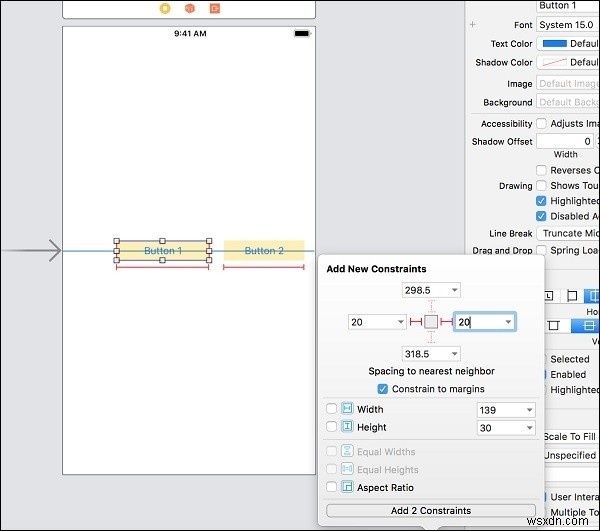 iOSで2つのボタンを垂直に揃える 