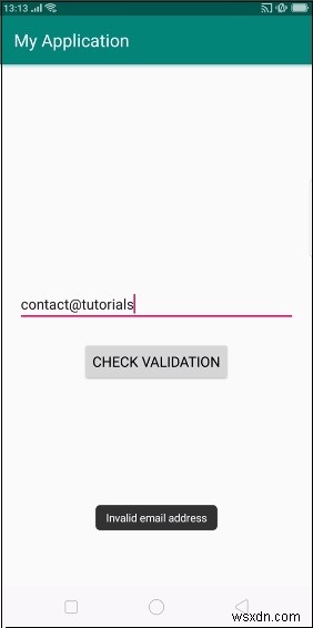 編集テキストでAndroidのメールアドレス検証を確認する方法 
