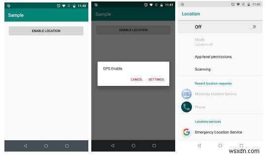 Androidアプリで位置情報サービスが有効になっているかどうかを確認するにはどうすればよいですか？ 