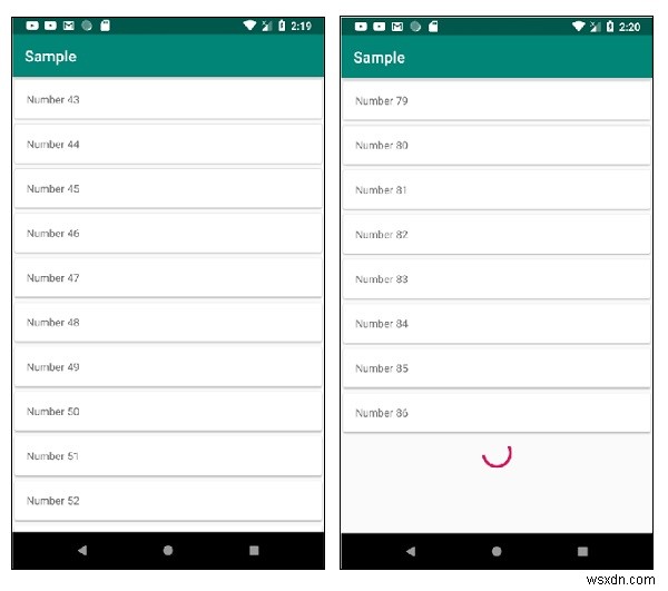 AndroidでRecyclerViewを使用して無限のリストを実装するにはどうすればよいですか？ 