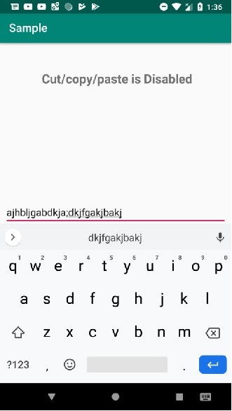 AndroidアプリでEditTextから/へのコピー/貼り付けを無効にする方法は？ 