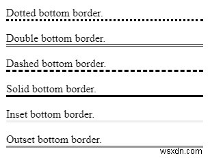 CSSを使用して下の境界線のスタイルを設定します 