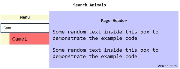 JavaScriptでリンクをフィルタリングするための検索メニューを作成するにはどうすればよいですか？ 