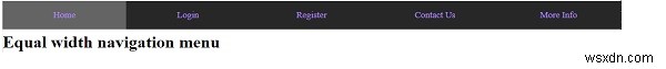 CSSを使用して同じ幅のナビゲーションリンクを持つナビゲーションバーを作成するにはどうすればよいですか？ 