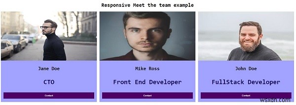 CSSを使用してレスポンシブなMeetTheTeamページを作成するにはどうすればよいですか？ 