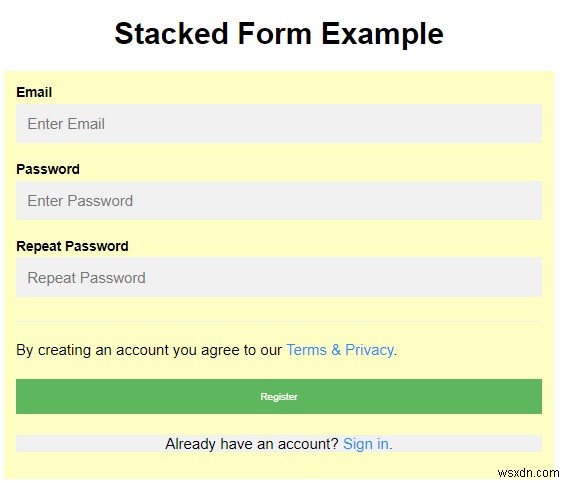 CSSでスタックフォームを作成するにはどうすればよいですか？ 