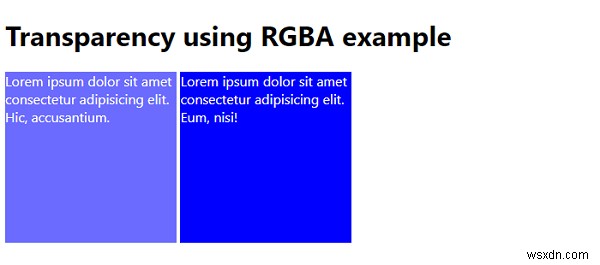 RGBAを使用したCSSの透明性 