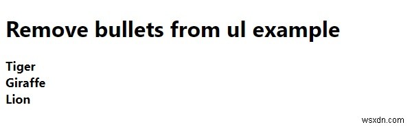 CSSを使用して箇条書きなしで順序付けされていないリストを作成するにはどうすればよいですか？ 