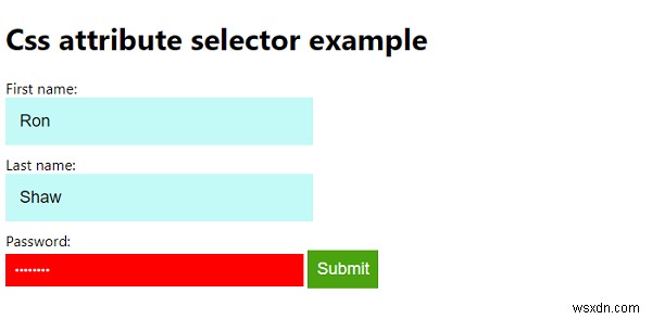 CSS属性セレクターを使用したフォームのスタイリング 