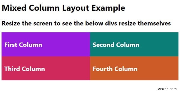 CSSを使用して混合列レイアウトグリッドを作成するにはどうすればよいですか？ 