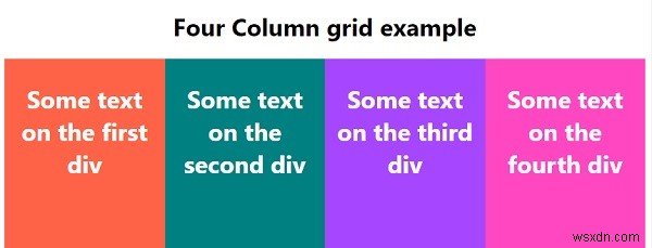 CSSで4列のレイアウトグリッドを作成するにはどうすればよいですか？ 