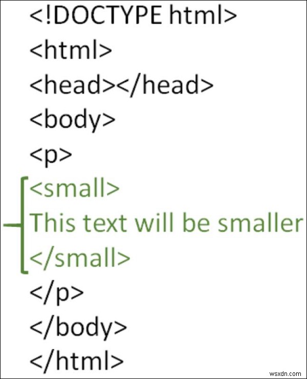 HTMLで小さなフォーマットを使用するにはどうすればよいですか？ 