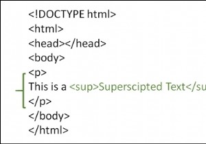 HTMLでテキストの上付き文字をマークする方法は？ 