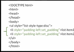 リストの箇条書きとHTMLのテキストの間にスペースを作成するにはどうすればよいですか？ 