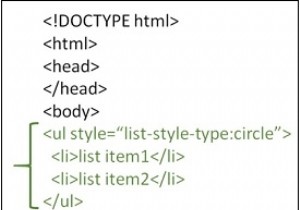 HTMLで丸の箇条書きを使用して順序付けされていないリストを作成するにはどうすればよいですか？ 