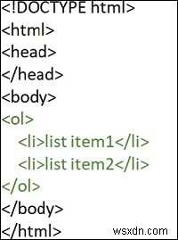 HTMLで順序付きリストを作成するにはどうすればよいですか？ 