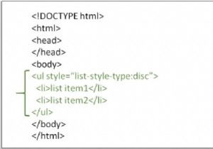 HTMLでディスクの箇条書きを使用して順序付けされていないリストを作成するにはどうすればよいですか？ 