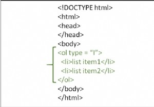 HTMLで大文字のローマ数字で番号付けされたリストアイテムを含む順序付きリストを作成するにはどうすればよいですか？ 