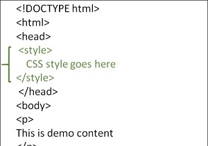 HTMLで内部CSS（スタイルシート）を使用するにはどうすればよいですか？ 