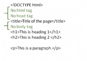  html   body 要素と head 要素のない有効なHTMLドキュメントを作成するにはどうすればよいですか？ 