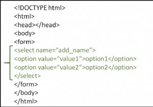 HTMLフォームのアイテムの単純なドロップダウンリストをどのように使用しますか？ 