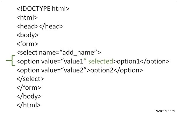 HTMLフォームのアイテムのドロップダウンリストで値を事前に選択するにはどうすればよいですか？ 