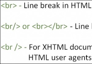 HTMLで 、 br/ 、または br / を使用する正しい方法は何ですか？ 