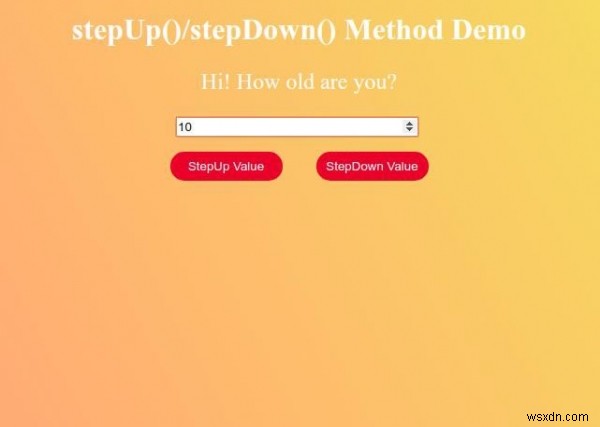 HTML DOM入力番号stepDown（）メソッド 