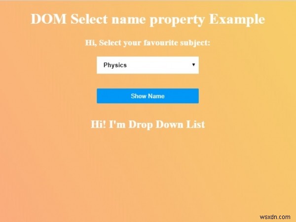 HTMLDOM選択名プロパティ 