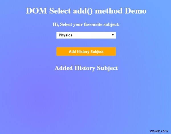 HTML DOM Select add（）メソッド 