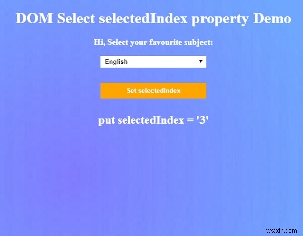 HTML DOMSelectselectedIndexプロパティ 