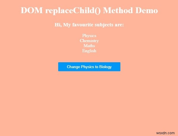 HTML DOM replaceChild（）メソッド 