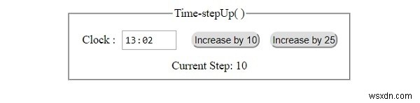 HTML DOM入力時間stepUp（）メソッド 