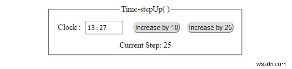 HTML DOM入力時間stepUp（）メソッド 