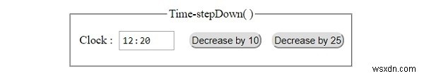 HTML DOM入力時間stepDown（）メソッド 