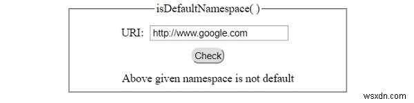 HTML DOM isDefaultNamespace（）メソッド 