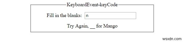 HTML DOMKeyboardEventkeyCodeプロパティ 