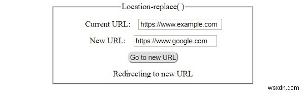 HTML DOMロケーションreplace（）メソッド 