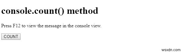 HTML DOM console.count（）メソッド 