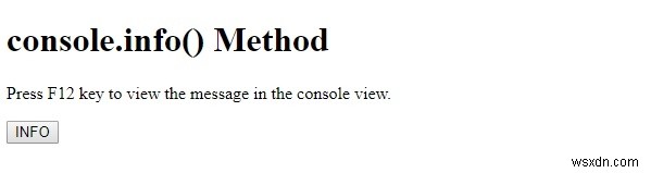 HTML DOM console.info（）メソッド 